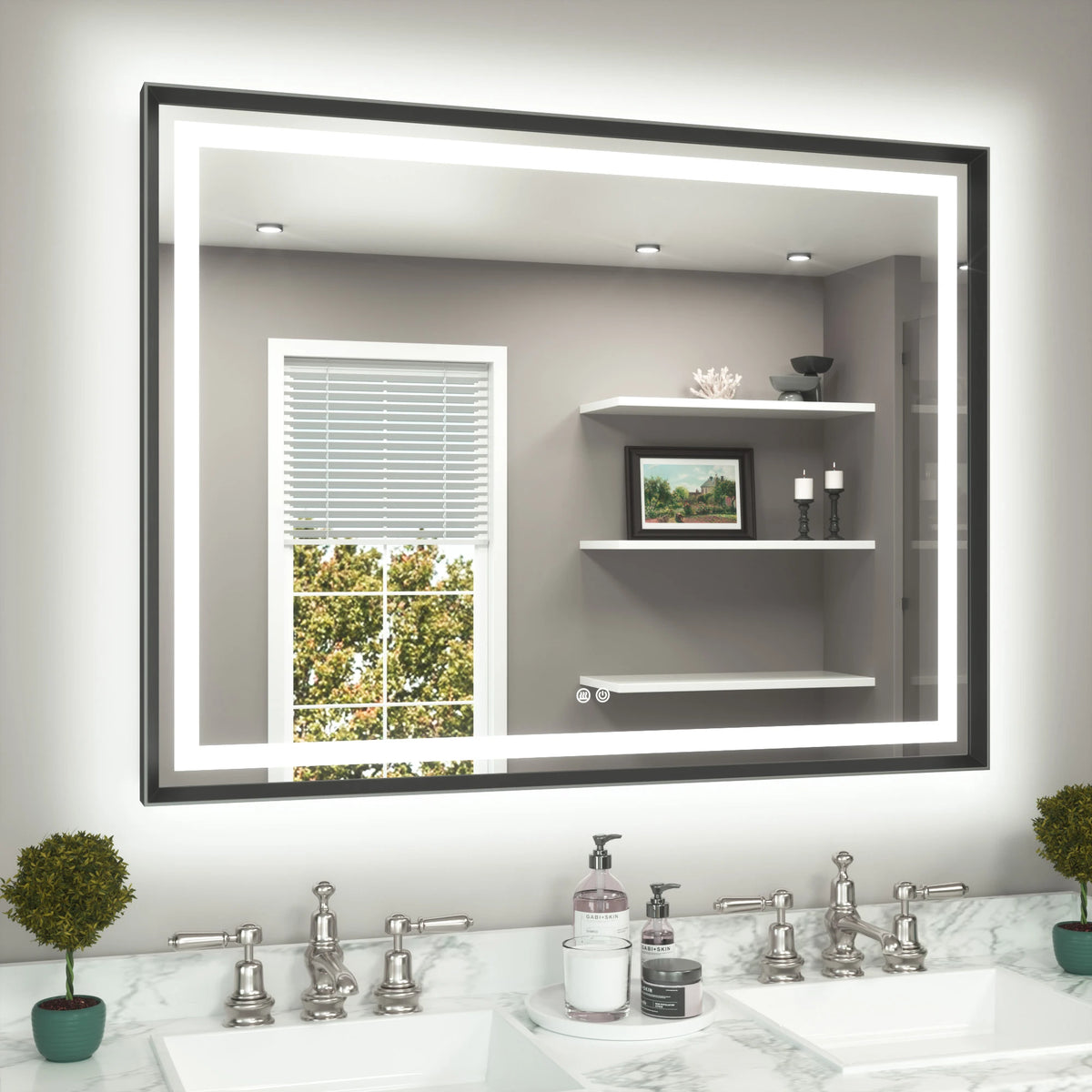 Framed Bathroom Mirror with Lights