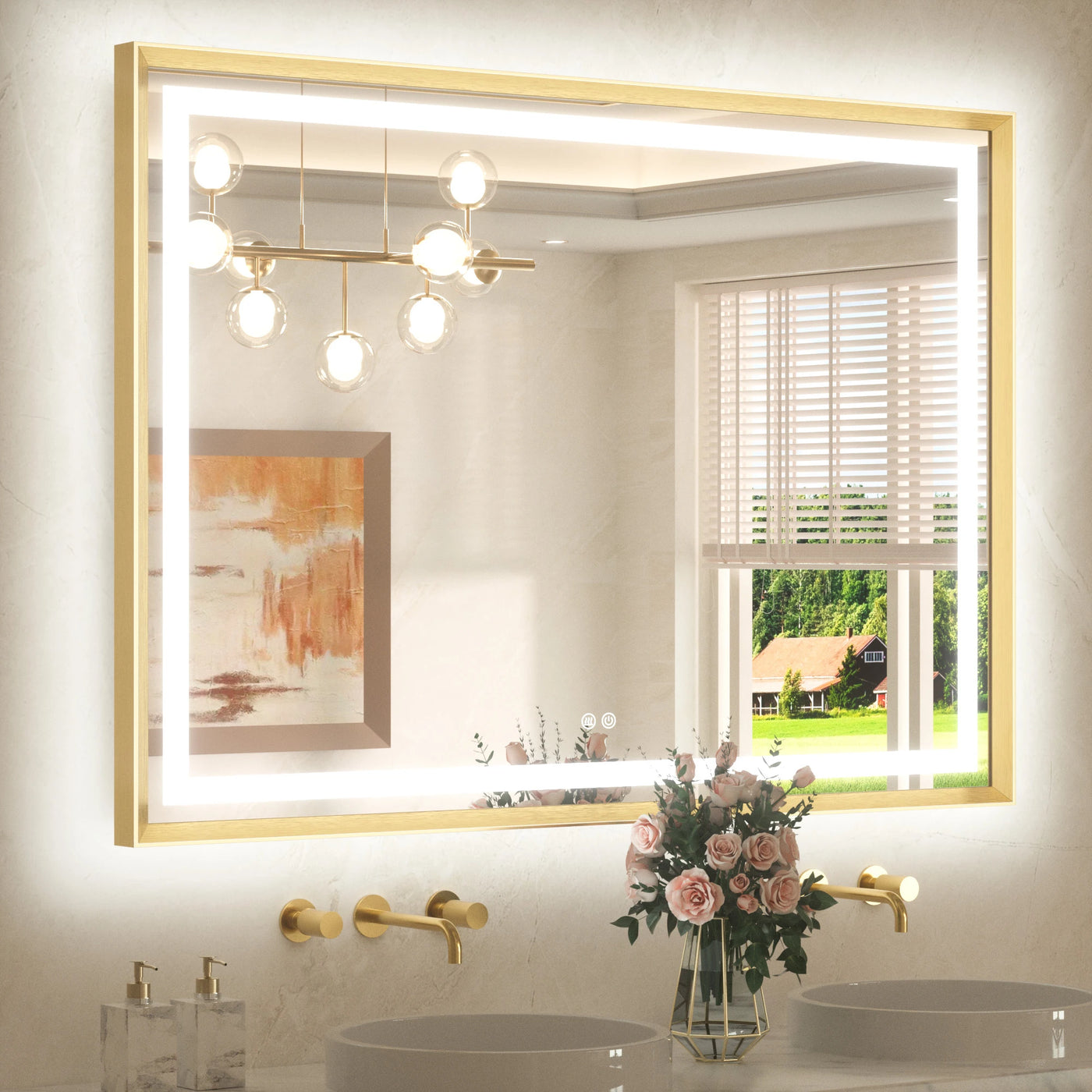 Framed LED Bathroom Mirror with Lights