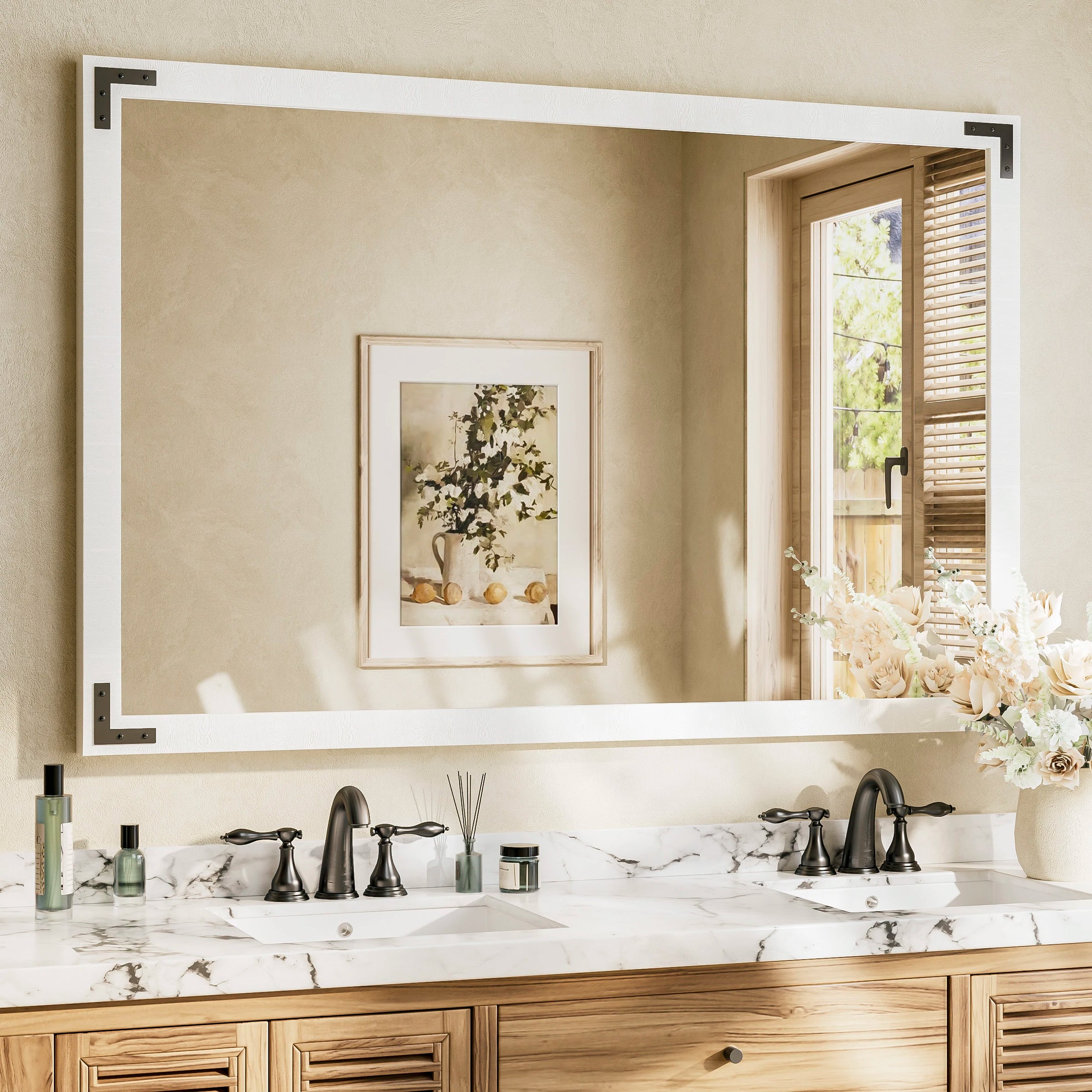 Wood Framed Bathroom Mirror