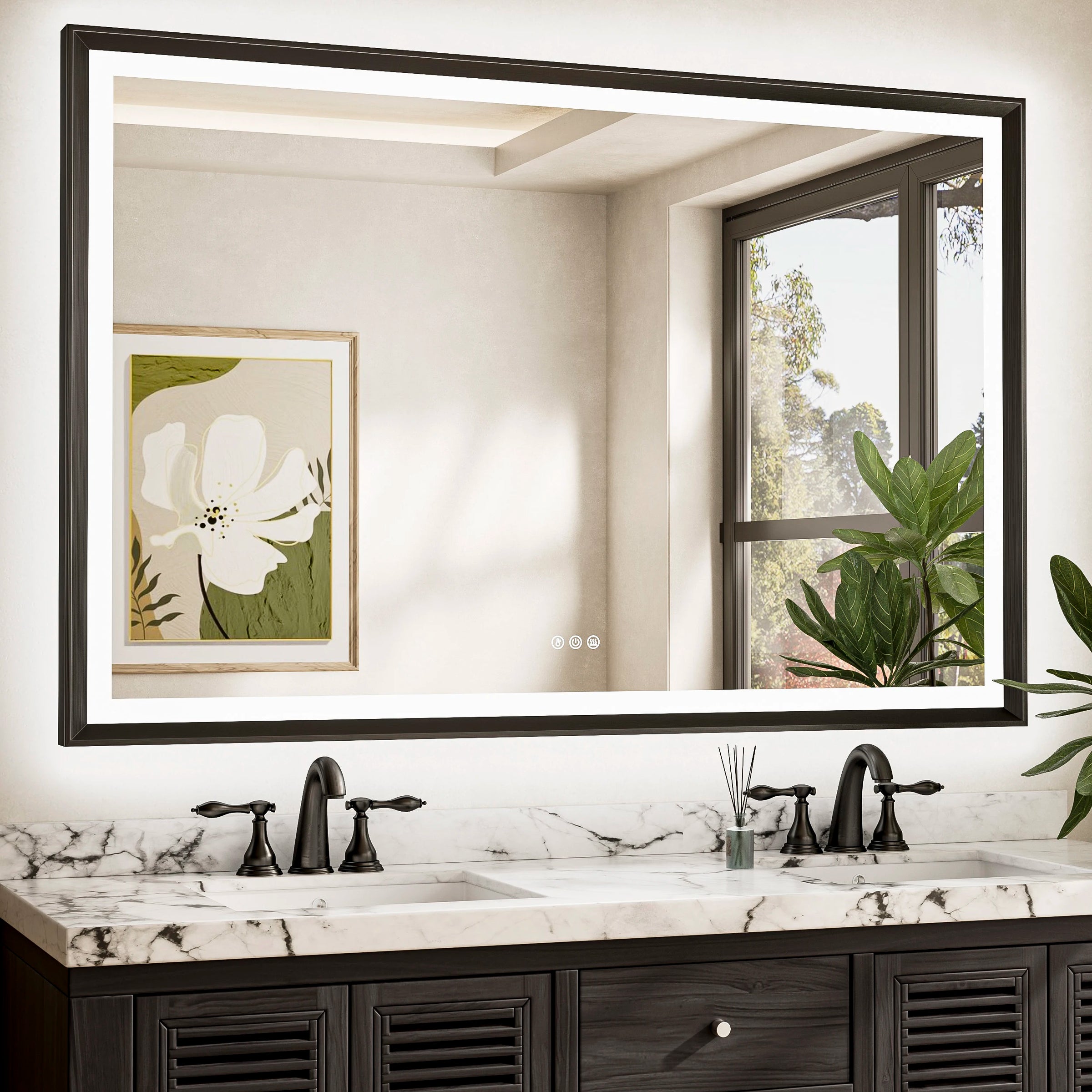 Brushed Beveled Aluminum Framed Frontlit Backlit LED Mirror