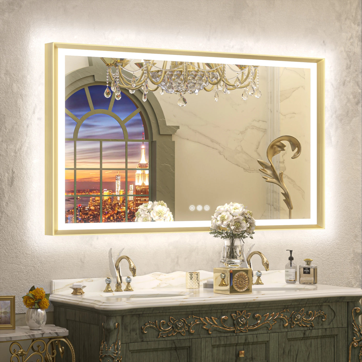 Dual-Lit Beveled Framed LED Mirror