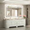 |36x55 inch LED bathroom mirror, backlit and front lit vanity light with anti-fog defogger, dimmable brightness, and 3 color temperatures.