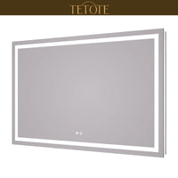 |36x55 inch LED bathroom mirror featuring shatterproof tempered glass, smart touch controls, and high-brightness anti-fog technology.