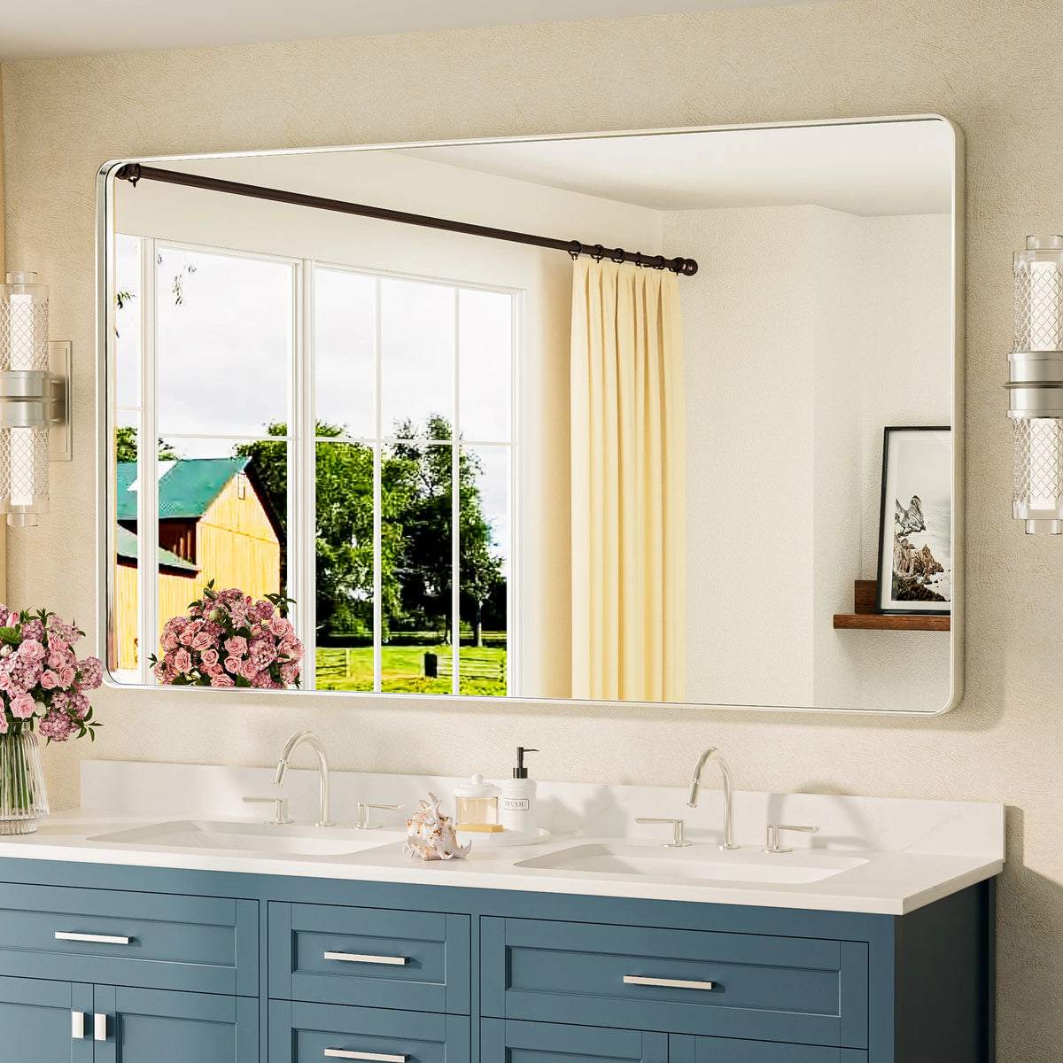 Metal Framed Bathroom Mirror