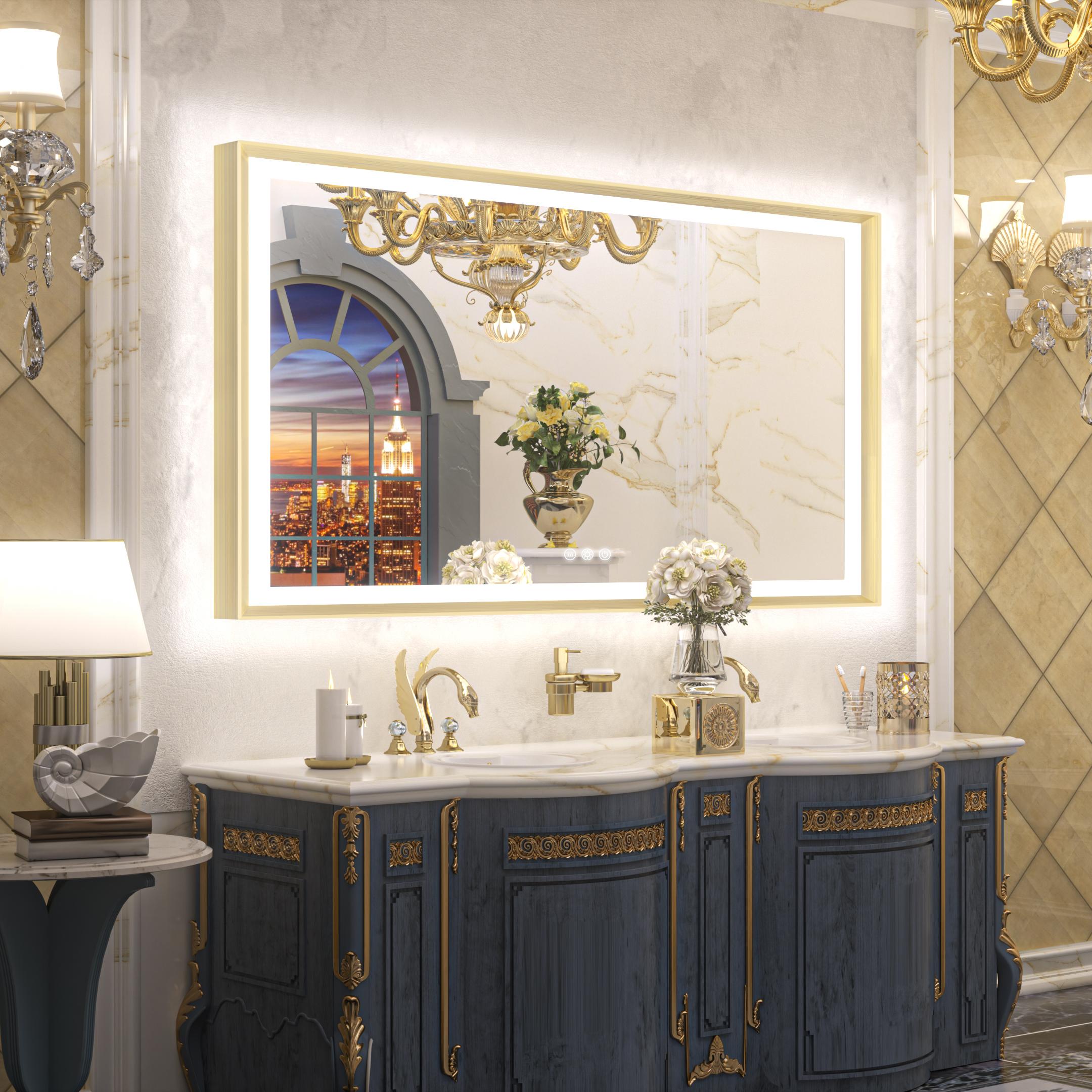 Dual-Lit Framed LED Bathroom Mirror
