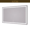 |36x60 inch LED bathroom mirror featuring shatterproof tempered glass, smart touch controls, and high-brightness anti-fog technology.