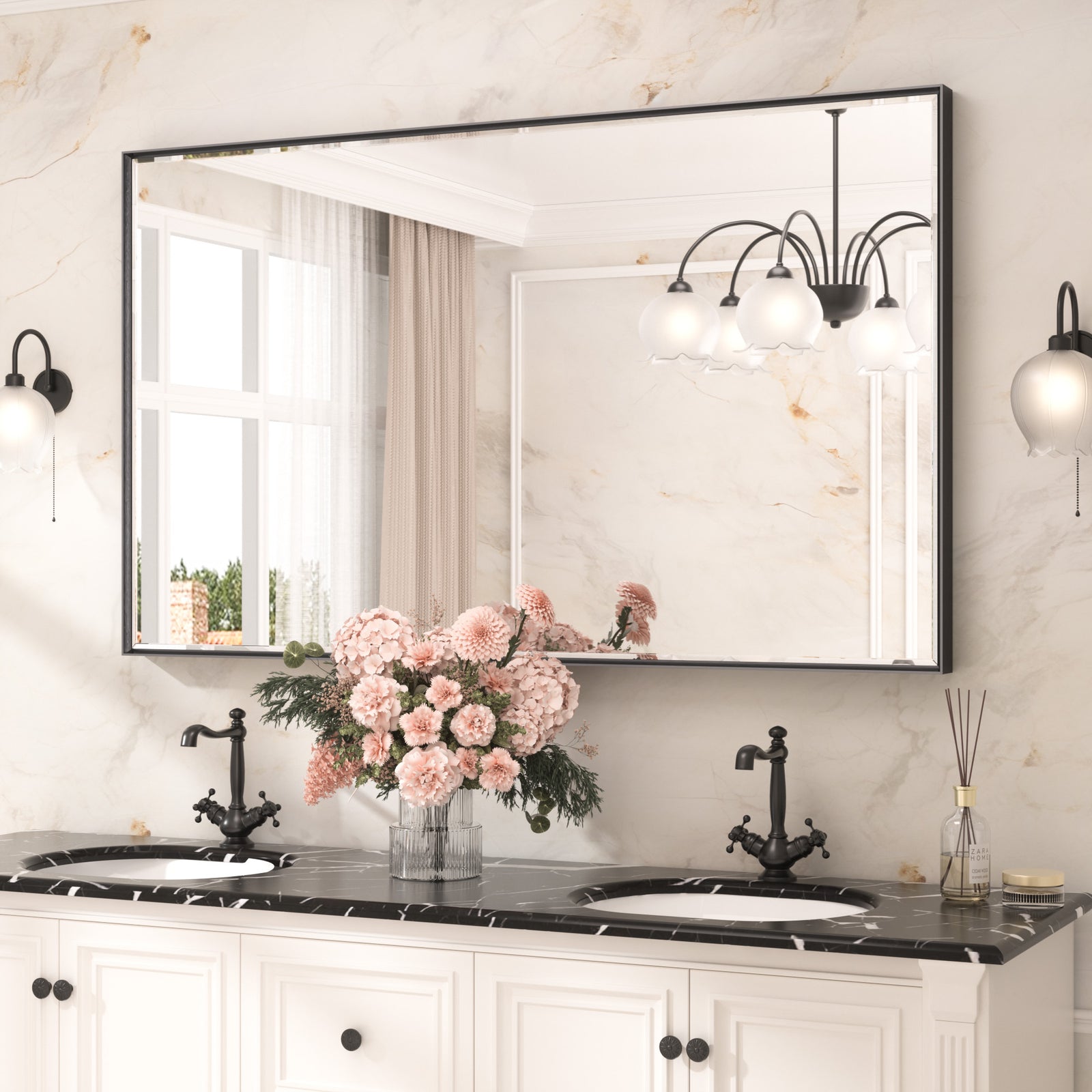 Beveled Bathroom Mirror Metal Framed