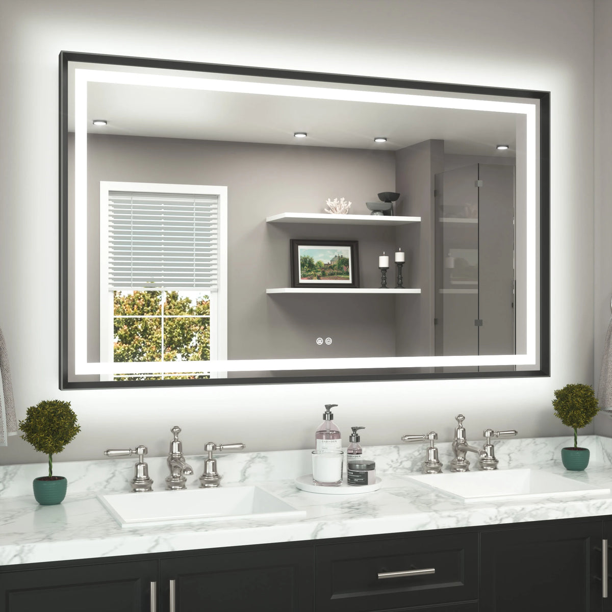 Framed Bathroom Mirror with Lights