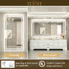 |36x72 inch LED bathroom mirror with easy installation kit, supports vertical or horizontal mounting, plug-in or hardwire.