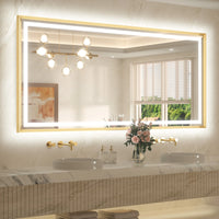 Metal Framed Front & Back LED Mirror, Anti-Fog & Dimmable Touch Controls