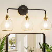 Modern Bathroom Light Fixtures Light Vanity Lights 1-4 Light Options | Black, Gold & Nickel Finish with Clear Glass Shades