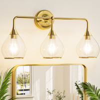 Modern Bathroom Light Fixtures Light Vanity Lights 1-4 Light Options | Black, Gold & Nickel Finish with Clear Glass Shades