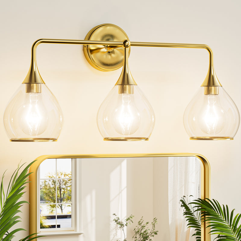 Modern Bathroom Light Fixtures Light Vanity Lights 1-4 Light Options | Black, Gold & Nickel Finish with Clear Glass Shades