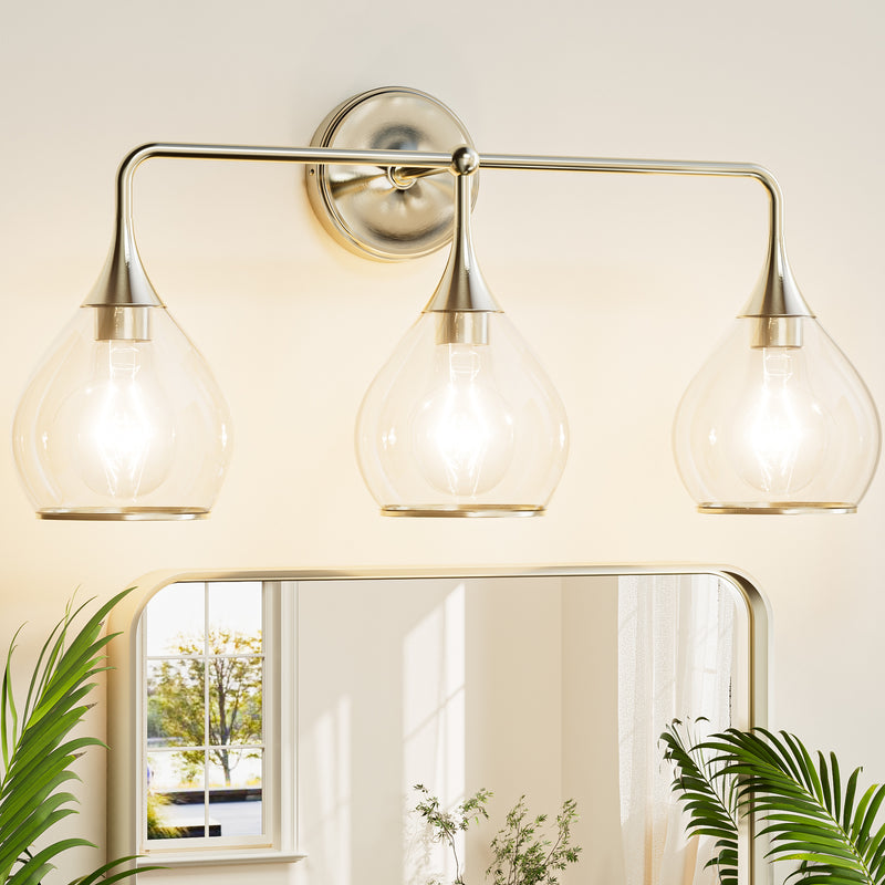 Modern Bathroom Light Fixtures Light Vanity Lights 1-4 Light Options | Black, Gold & Nickel Finish with Clear Glass Shades