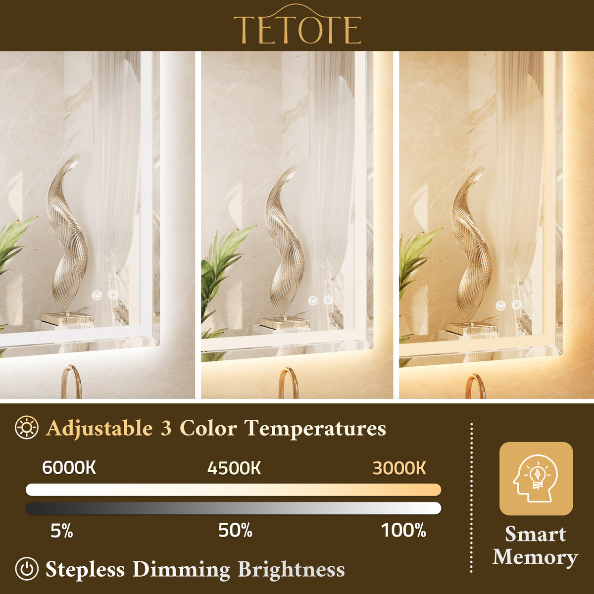 Beveled LED Bathroom Mirror Frontlit and Backlit