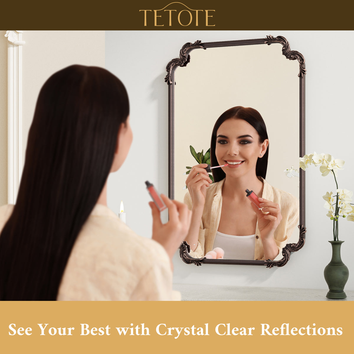 Framed Decorative Wall Mirror in a bedroom