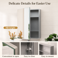 Tetote Rectangular Medicine Cabinet – Assembly Required, Soft-Close, Adjustable Shelves
