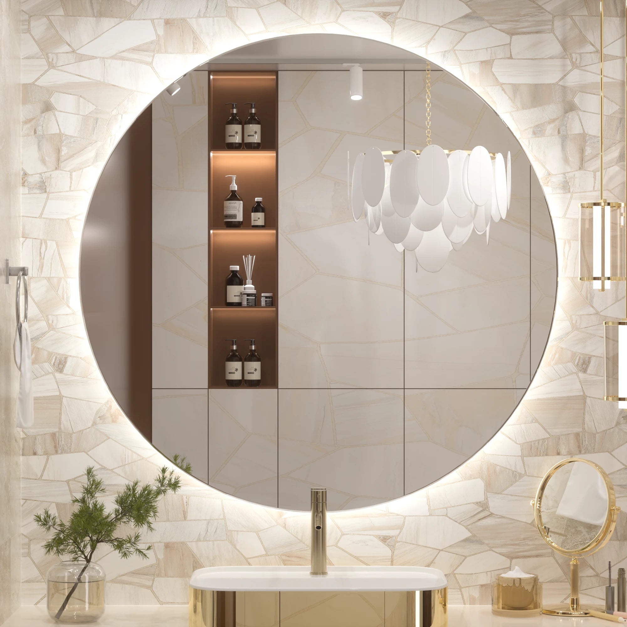 Tetote Round Backlit LED Bathroom Mirror