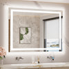 |40x30 inch LED bathroom mirror with anti-fog, dimmable backlit and front lit 3-color light for wall vanity.