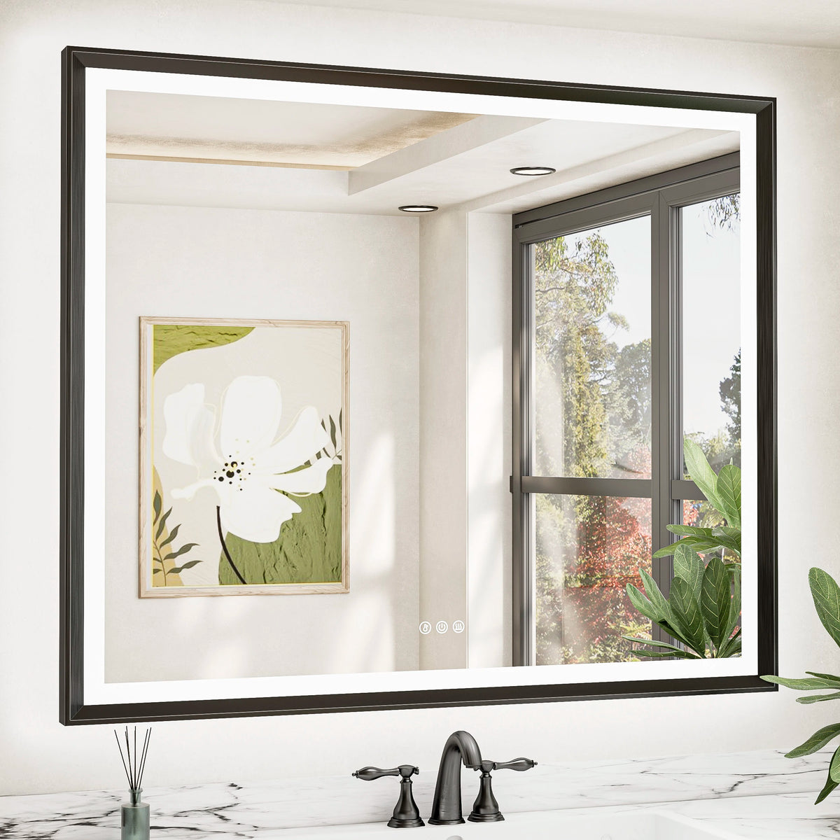 Dual-Lit Framed LED Bathroom Mirror