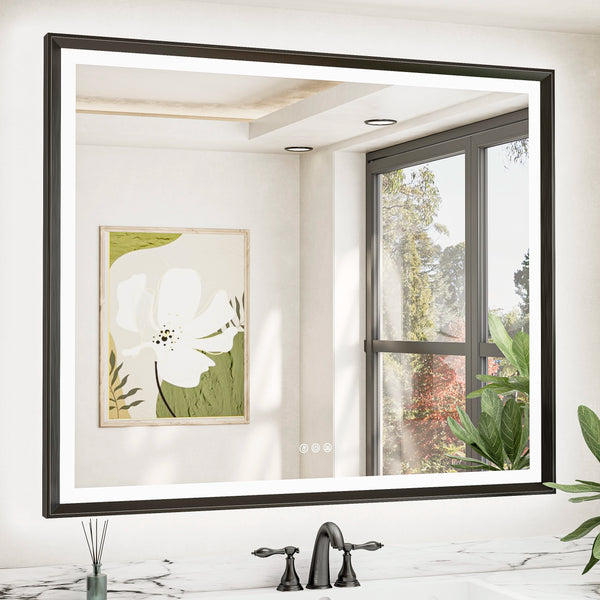 Dual-Lit Framed LED Bathroom Mirror