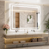 |40x48 inch LED bathroom mirror, backlit and front lit vanity light with anti-fog defogger, dimmable brightness, and 3 color temperatures.