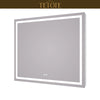 |40x48 inch LED bathroom mirror featuring shatterproof tempered glass, smart touch controls, and high-brightness anti-fog technology.