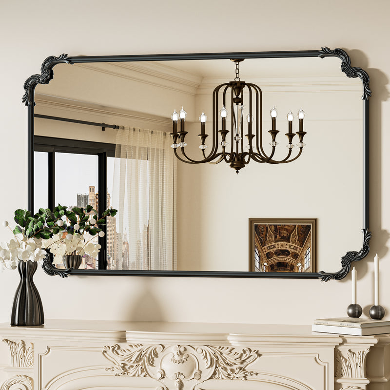 Black framed bathroom mirror