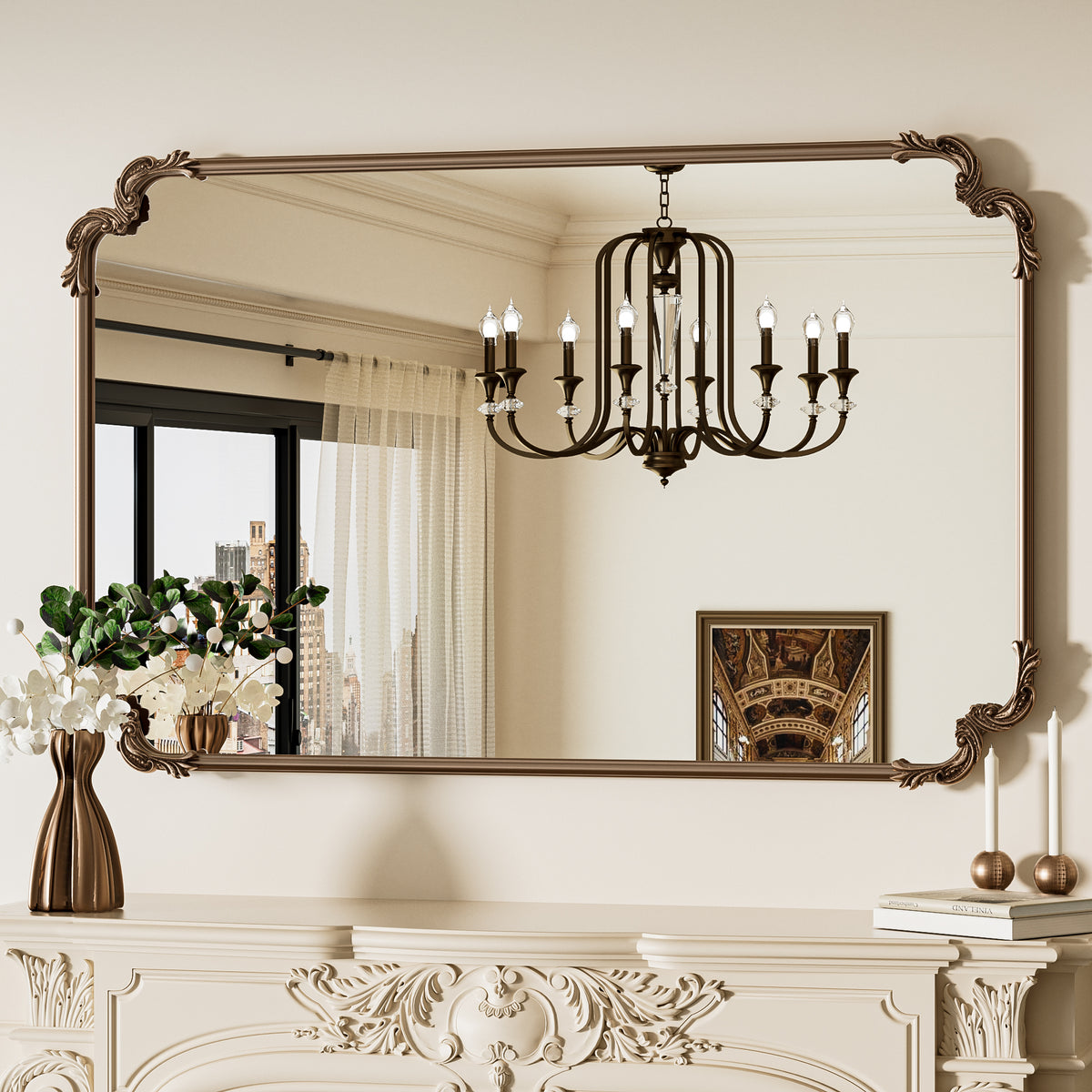 Brushed Gold Framed Decorative Wall Mirror