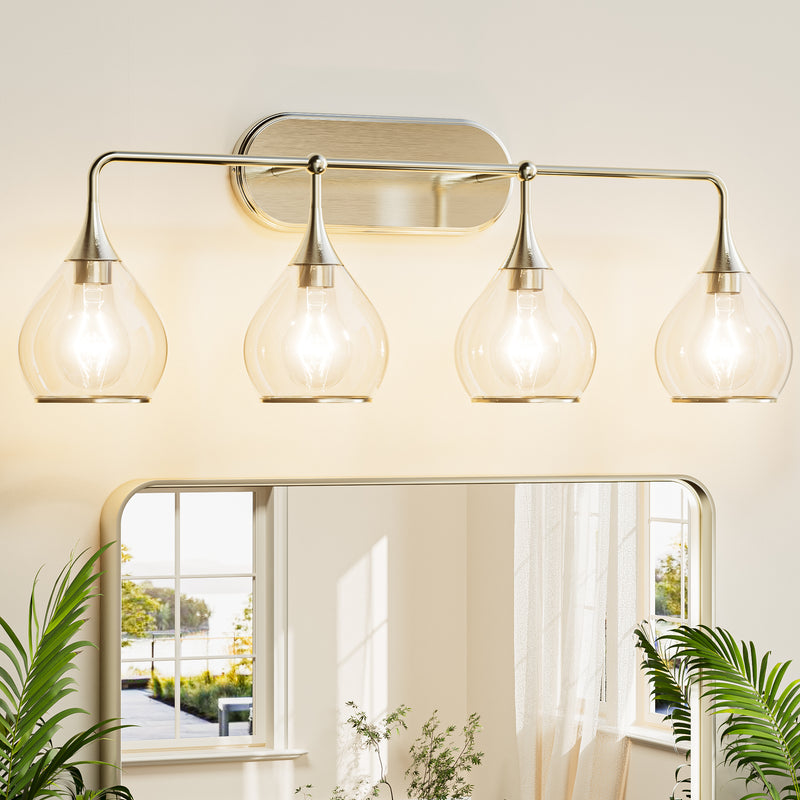 Modern Bathroom Light Fixtures Light Vanity Lights 1-4 Light Options | Black, Gold & Nickel Finish with Clear Glass Shades