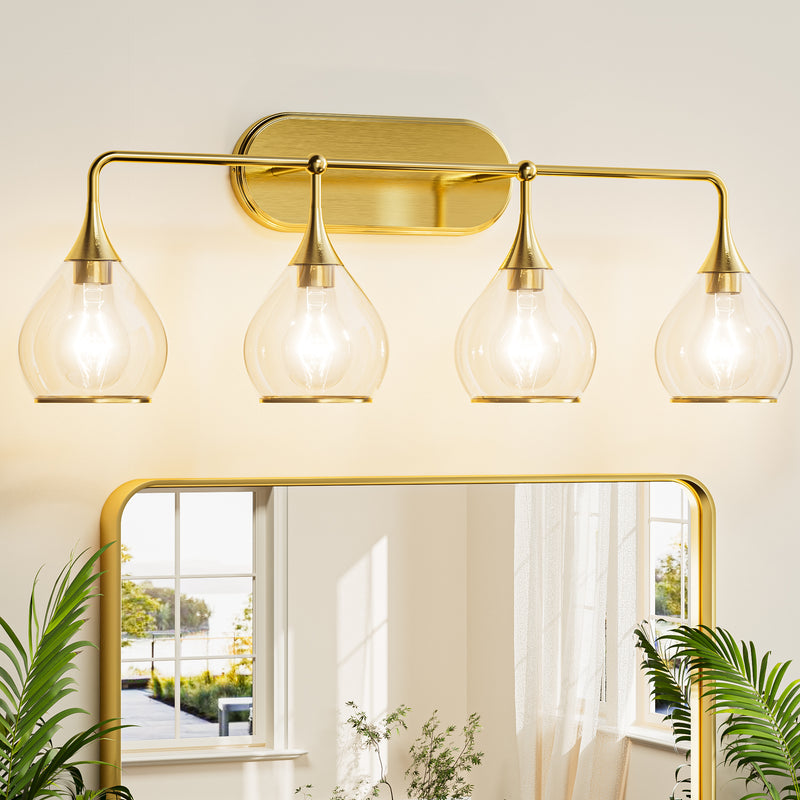 Modern Bathroom Light Fixtures Light Vanity Lights 1-4 Light Options | Black, Gold & Nickel Finish with Clear Glass Shades