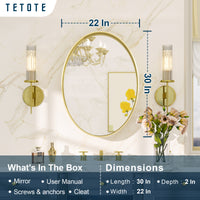 TETOTE Oval Bathroom Mirror Wall Mirror