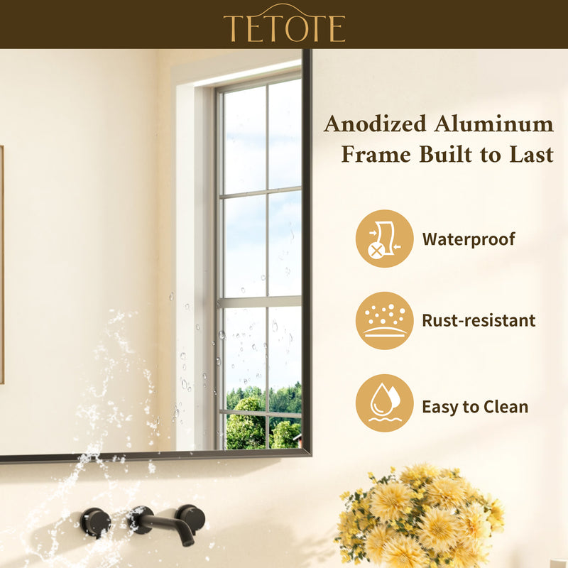 TETOTE Bathroom Mirror Modern Farmhouse Rectangle Framed Vanity Mirror for Over Sink, Entryway