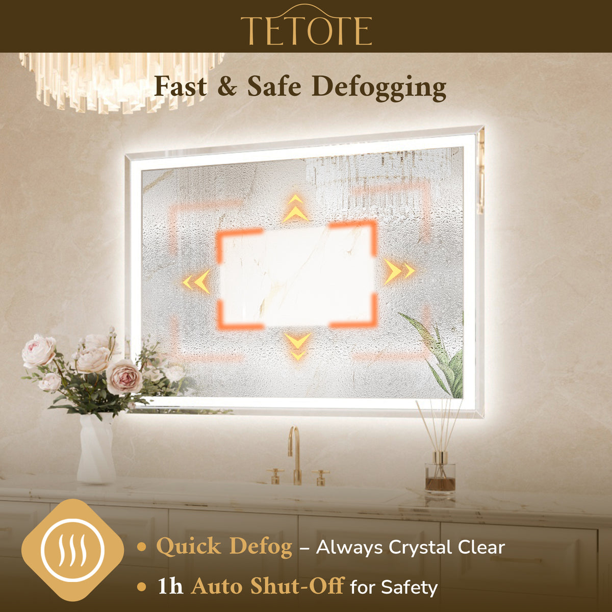 Beveled LED Bathroom Mirror Frontlit and Backlit