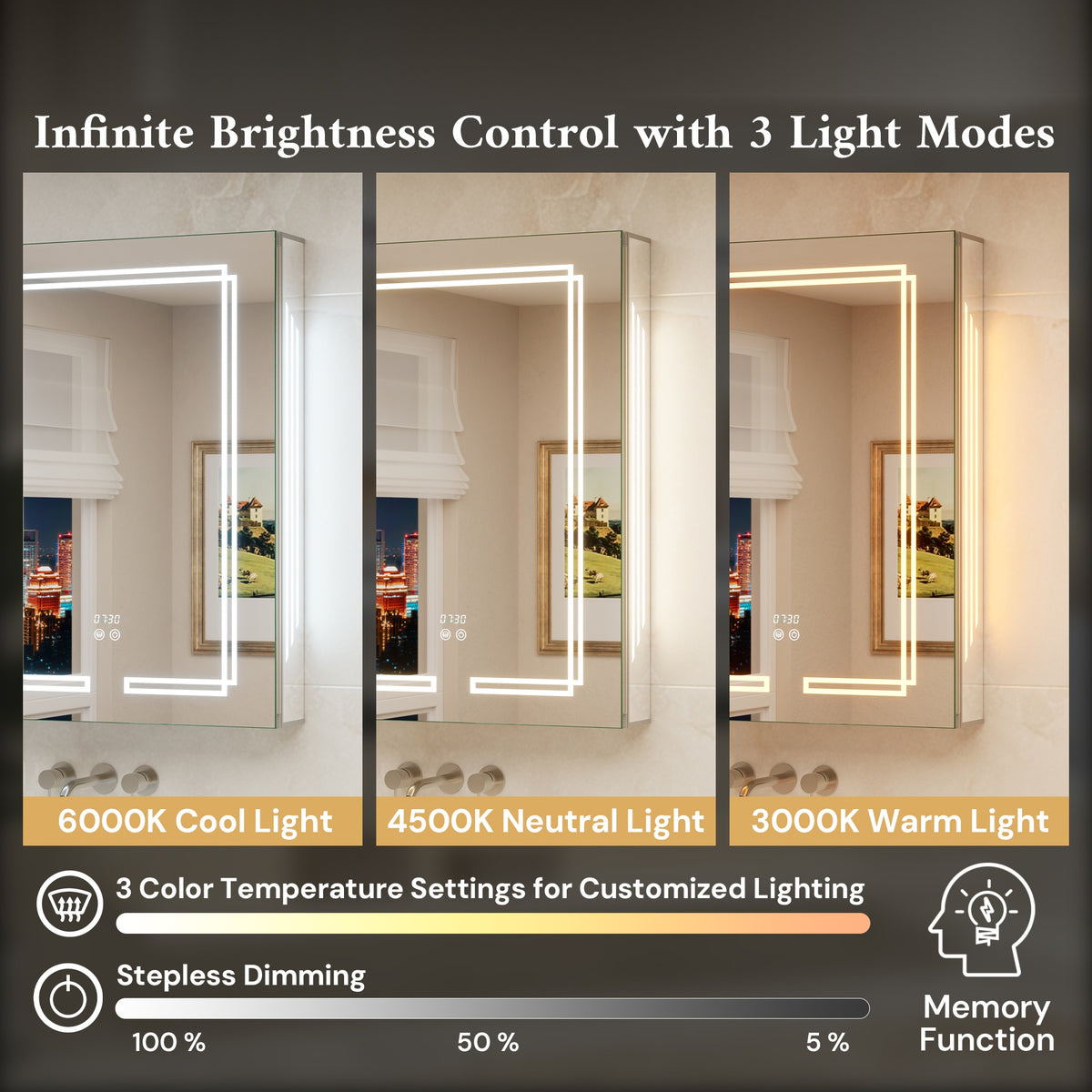 Trio-Lit LED Medicine Cabinet