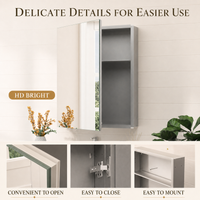 Tetote Rectangular Medicine Cabinet – Assembly Required, Soft-Close, Adjustable Shelves
