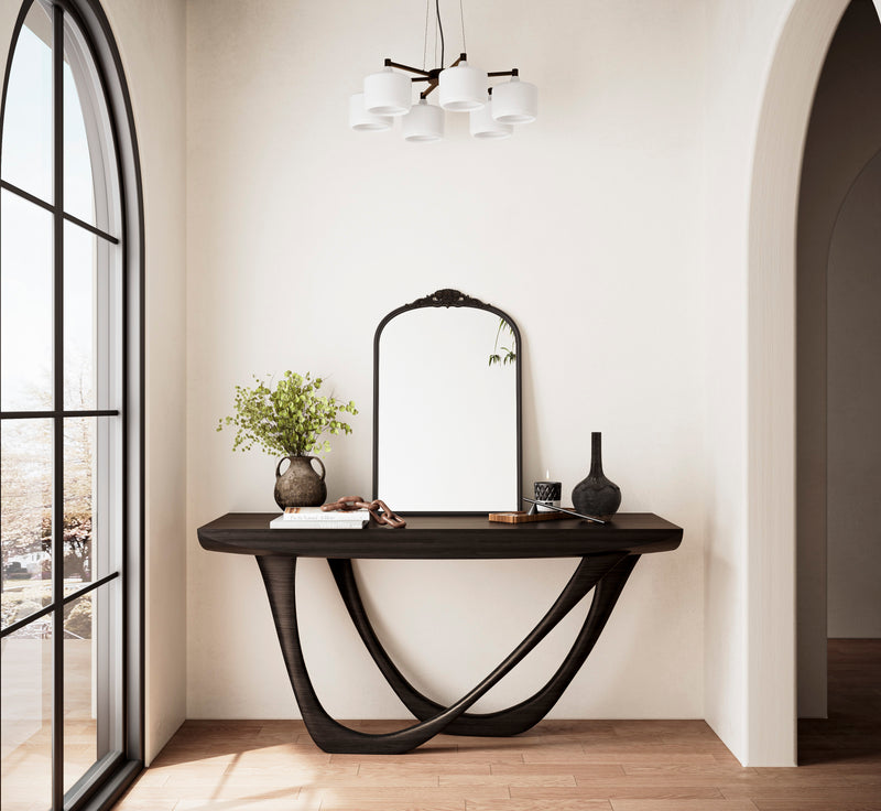 TETOTE Arched Mirror for Vanity Square Corner Bathroom Mirror