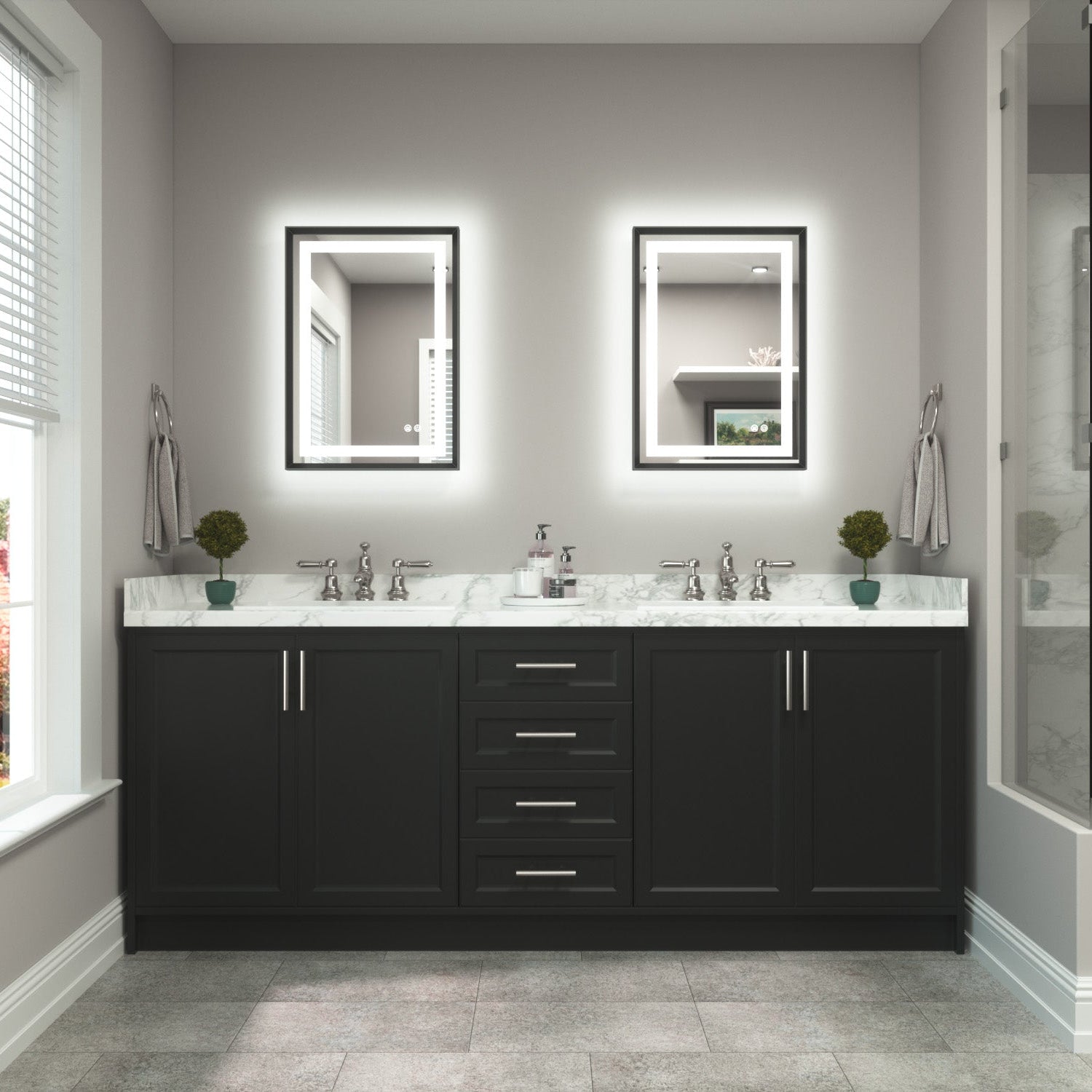 Framed Bathroom Mirror with Lights