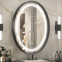 TETOTE 3-Color Oval Frontlit LED Bathroom Mirror