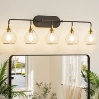 Modern Bathroom Light Fixtures Light Vanity Lights 1-4 Light Options | Black, Gold & Nickel Finish with Clear Glass Shades