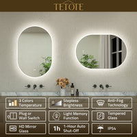 Oval Backlit Mirror Bathroom Pill-Shaped