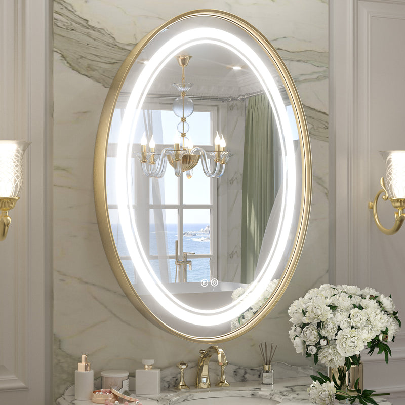 TETOTE 3-Color Oval Frontlit LED Bathroom Mirror