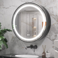 TETOTE Round 3-Color Metal Frame Frontlit LED Mirror Cabinet With Lights