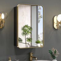 TETOTE Square Rounded Corners Metal Frame Mirror Cabinet