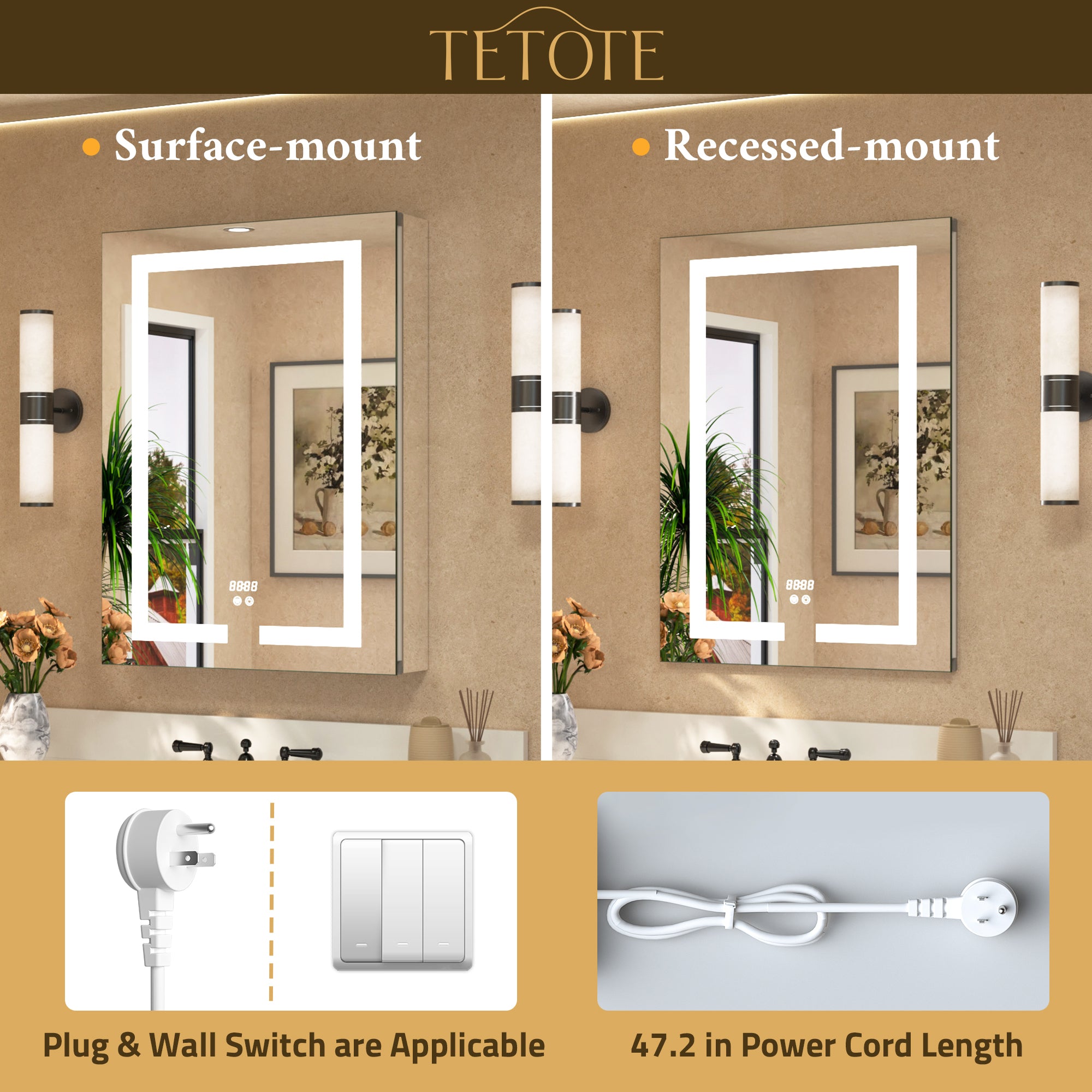 Recessed and Surface Mount LED Medicine Cabinet