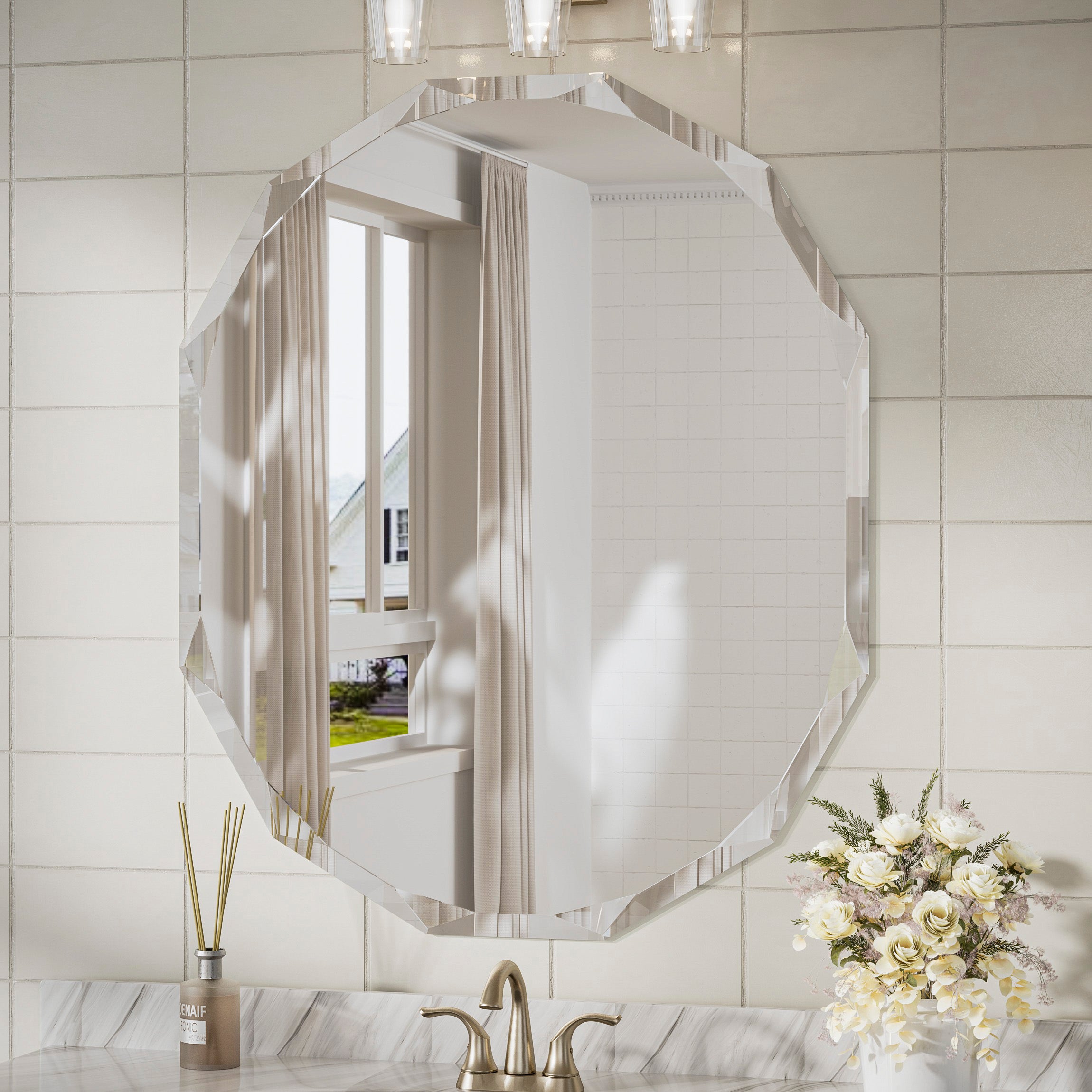 Irregular Frameless Oval Mirror
