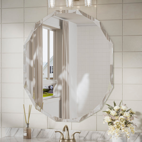 Irregular Frameless Oval Bathroom Mirror