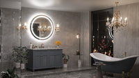 TETOTE Round 3-Color Frontlit & Backlit LED Bathroom Mirror