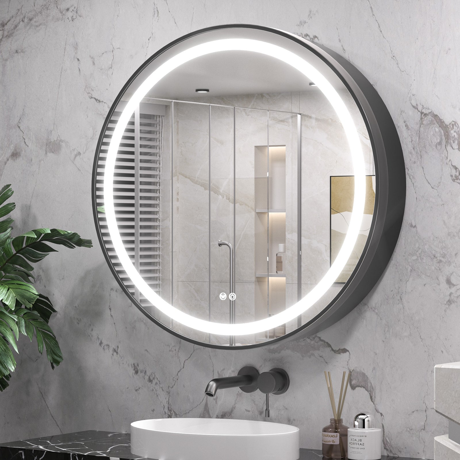 Round LED Medicine Cabinet Metal Framed