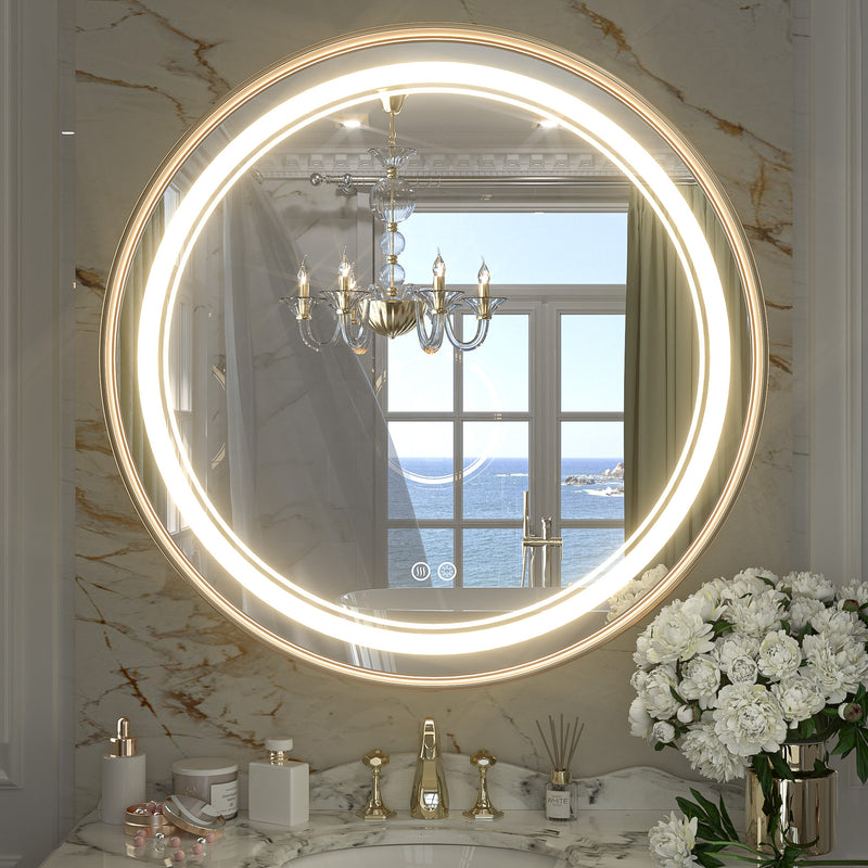 TETOTE Round 3-Color Frontlit LED Bathroom Mirror